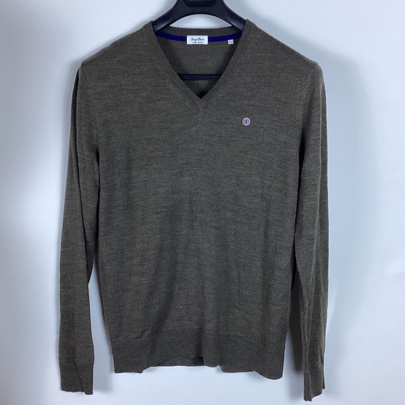 SERGE BLANCO light weight wool blend pullover brown sweater L - Picture 1 of 3